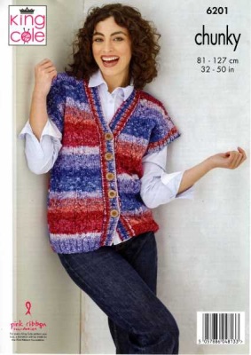 Knitting Pattern - King Cole 6201 - Hedgerow Chunky - Ladies Jacket & Waistcoat